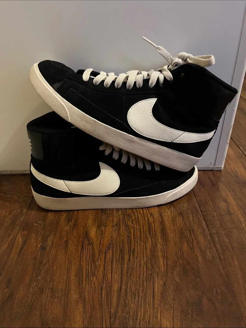 Kids Black and White Nike Blazers